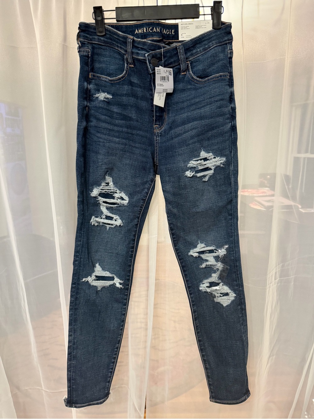 American Eagle Outfitters Dark Wash Ripped Skinny Jeans